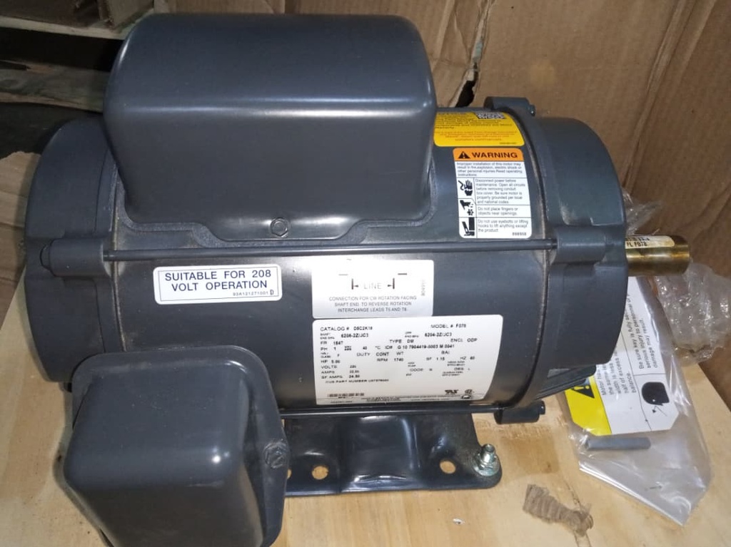 MOTOR HORIZONTAL T  5,00HP 1800RPM US MOTORS D5C2K18 1PH 230V 4P SF 1,15 3W DOL 184T ODP NEMA CI