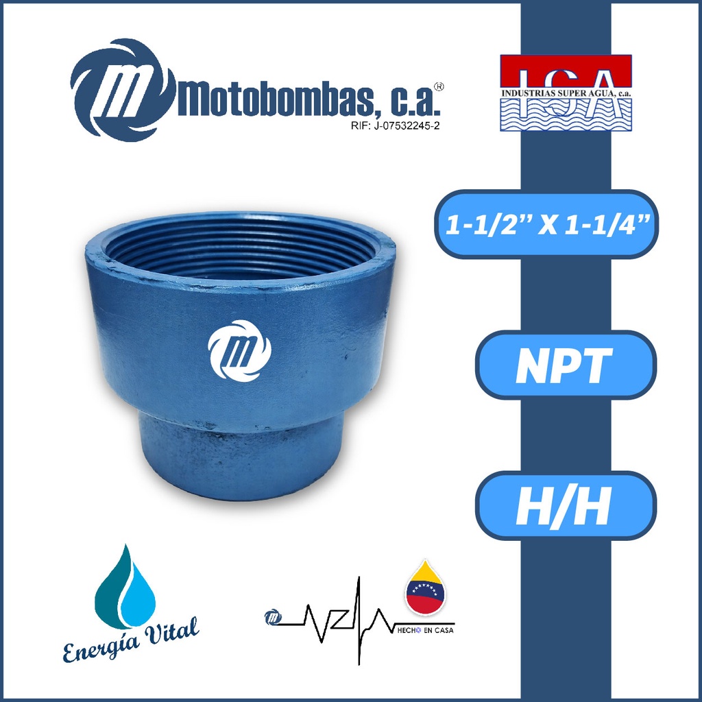 REDUCCION A/C ROSCADA SERIE ISA MOD. H/H  1-1/2" X 1-1/4"