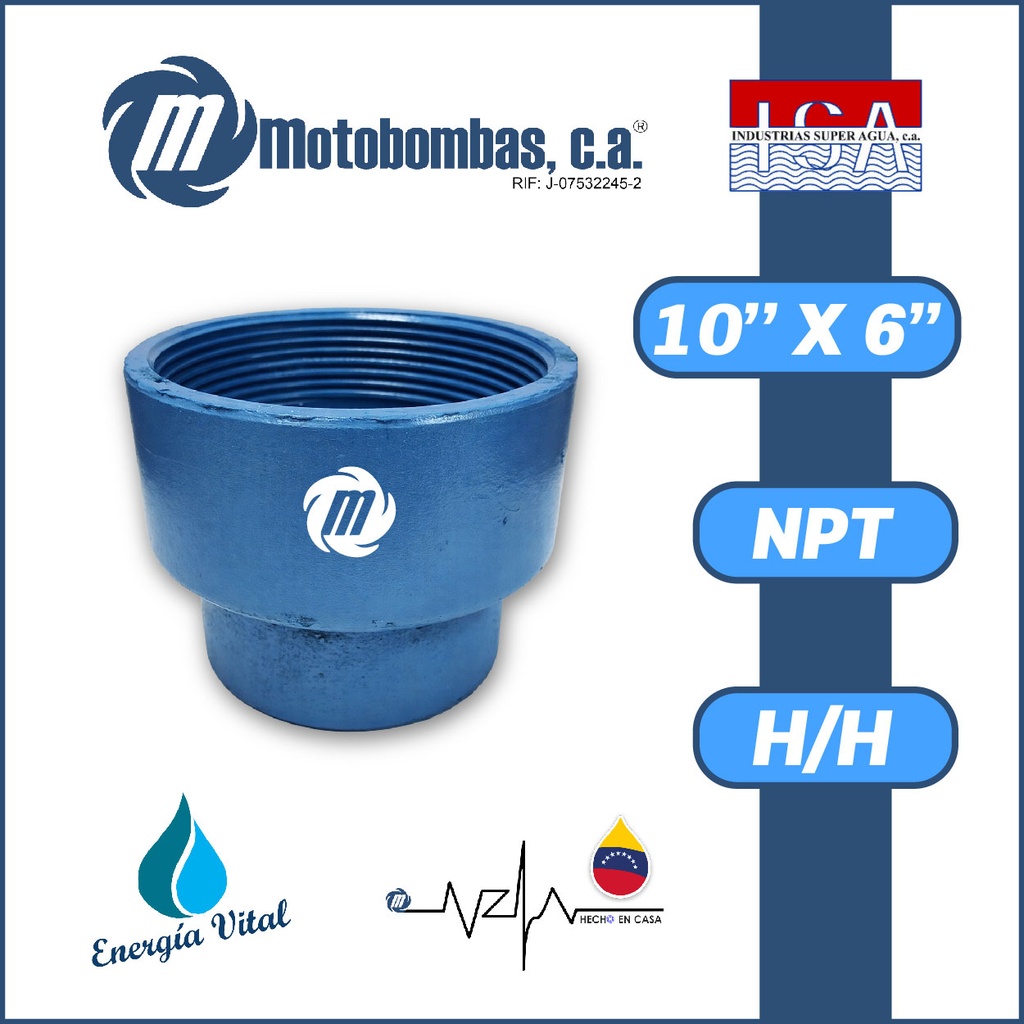 REDUCCION A/C ROSCADA SERIE ISA MOD. H/H 10" X 6"