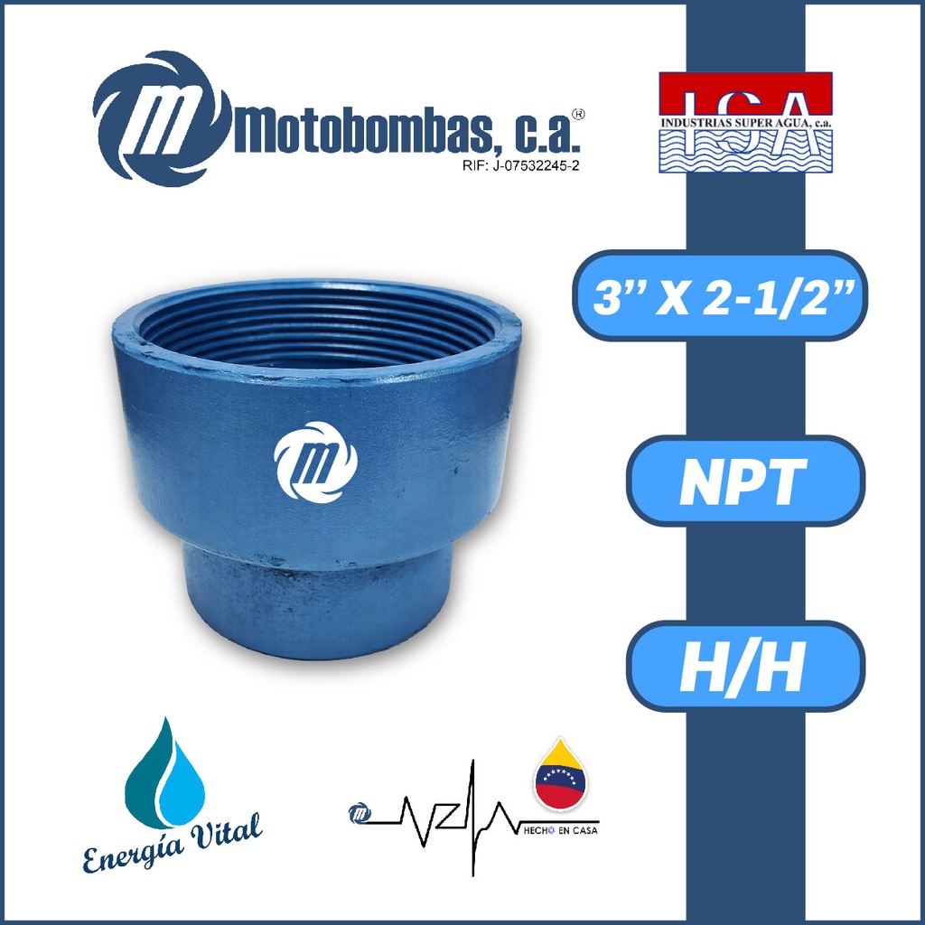 REDUCCION A/C ROSCADA SERIE ISA MOD. H/H  3" X 2-1/2"