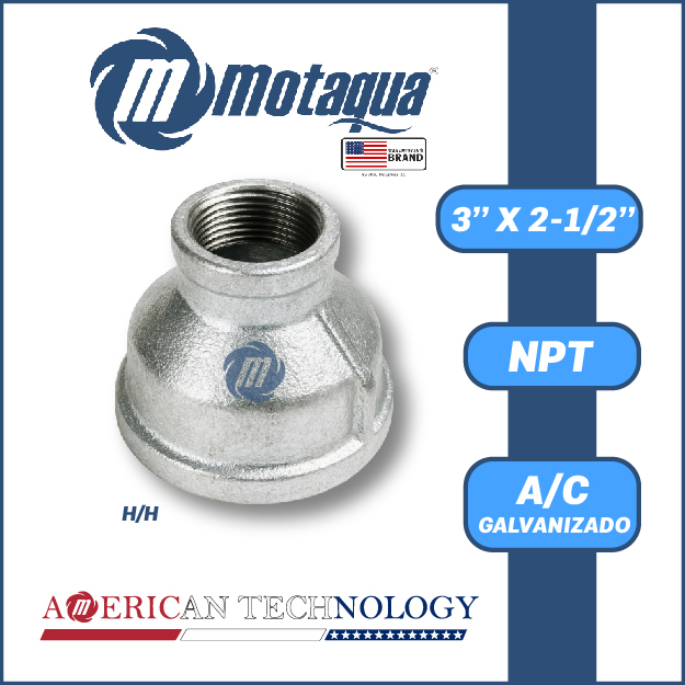 REDUCCION A/C GALVANIZADA ROSCADA NPT SERIE VAR MOD. H/H 2-1/2"X3"