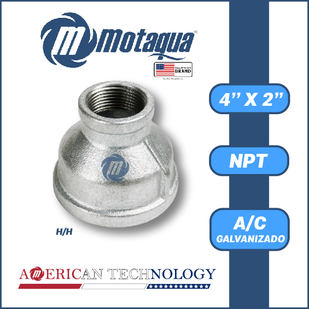 REDUCCION A/C GALVANIZADA ROSCADA NPT SERIE VAR MOD. H/H 4" X 2"