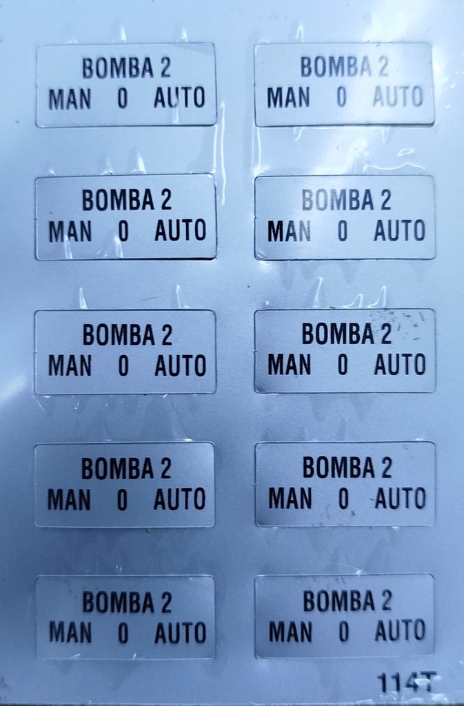 ETIQUETA "BOMBA 2 MAN-O-AUTO"