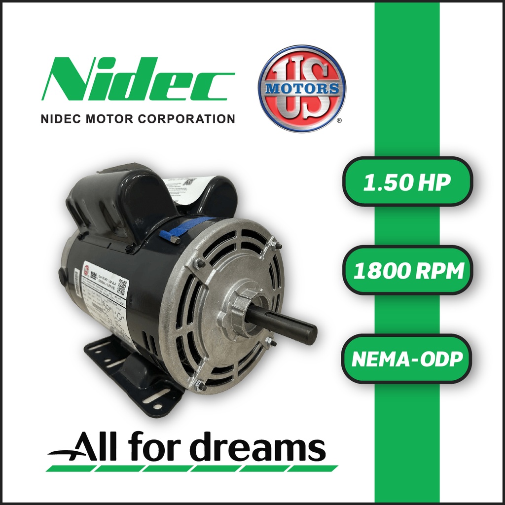 MOTOR HORIZONTAL T  1,50HP 1800RPM US MOTORS D32CPM2PH 1PH 115/208-230V 4P SF 1,15 3W DOL 56H ODP NEMA CI