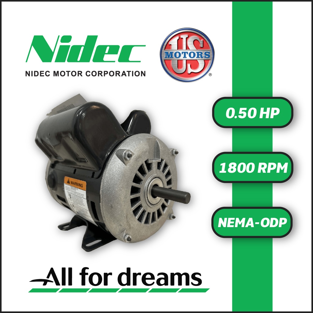 MOTOR HORIZONTAL T   0,50HP 1800RPM US MOTORS D12CP2P4 1PH 115-230V 4P SF 1,15 3W DOL 48 ODP NEMA CI