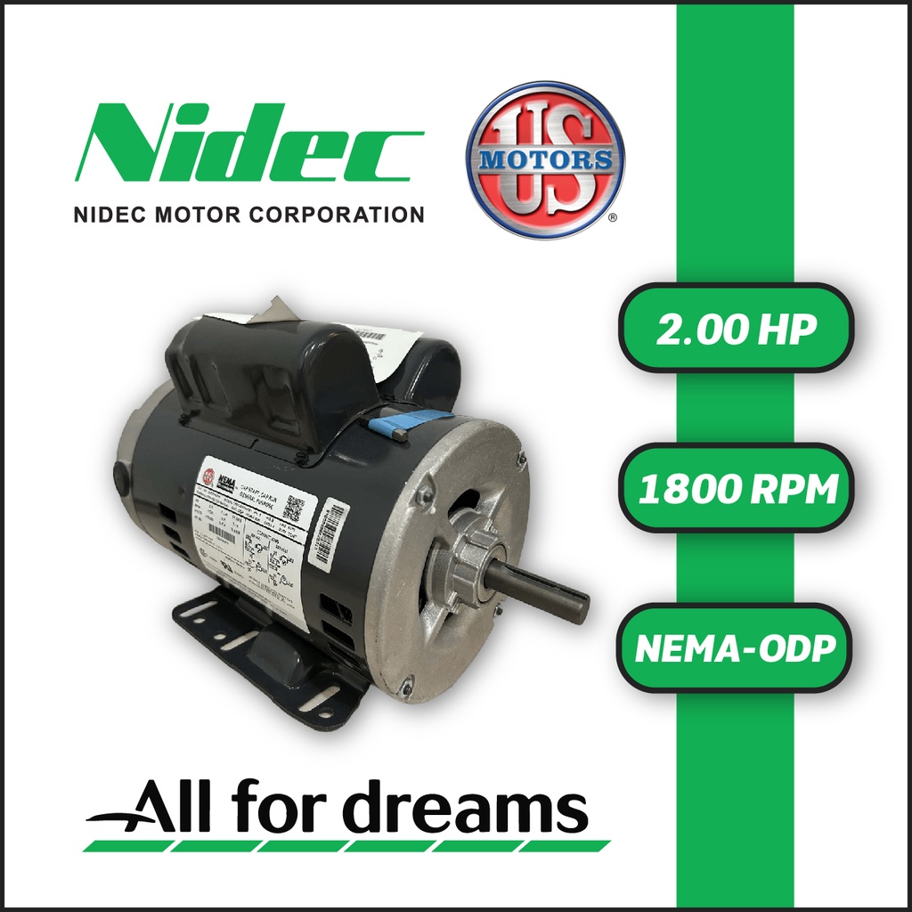 MOTOR HORIZONTAL T  2,00HP 1800RPM US MOTORS D2CPM2PH 1PH 115-230V 4P SF 1,15 3W DOL 56H ODP NEMA CI