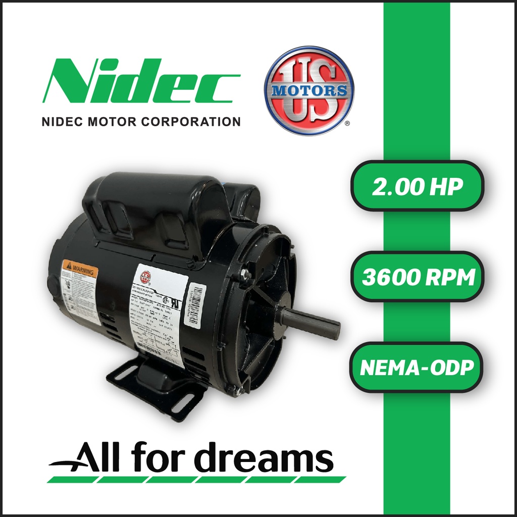 MOTOR HORIZONTAL T  2,00HP 3600RPM US MOTORS T63BXBPM-1039 / 3768 1PH 115-230V 2P SF 1,15 3W DOL 56 ODP NEMA CI