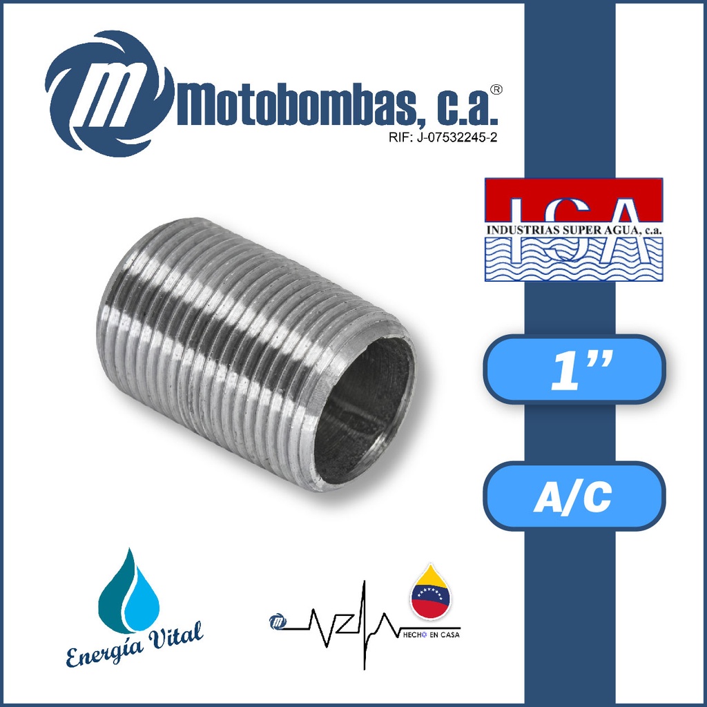 NIPLE CORRIDO A/C ASTM A53 SCH 40 SERIE ISA MOD.   1"