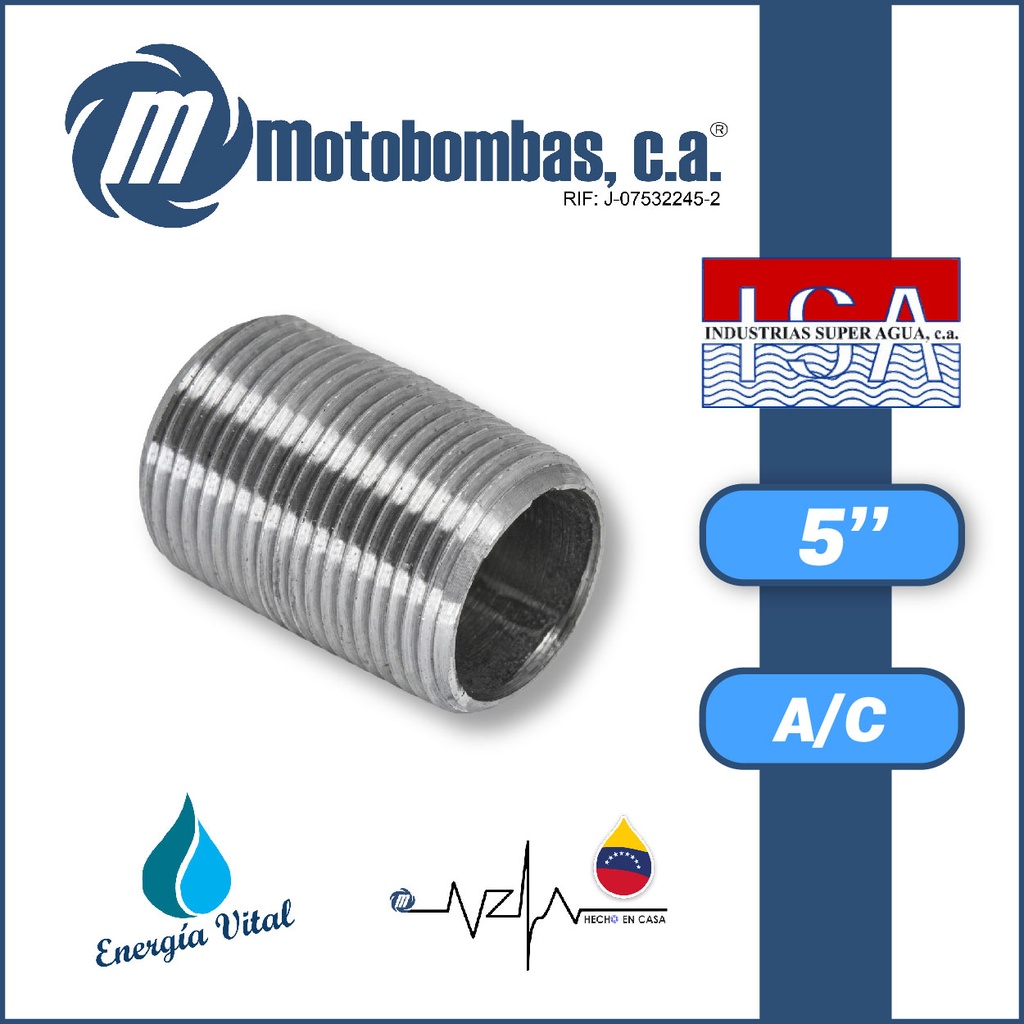 NIPLE CORRIDO A/C ASTM A53 SCH 40 SERIE ISA MOD.  5"