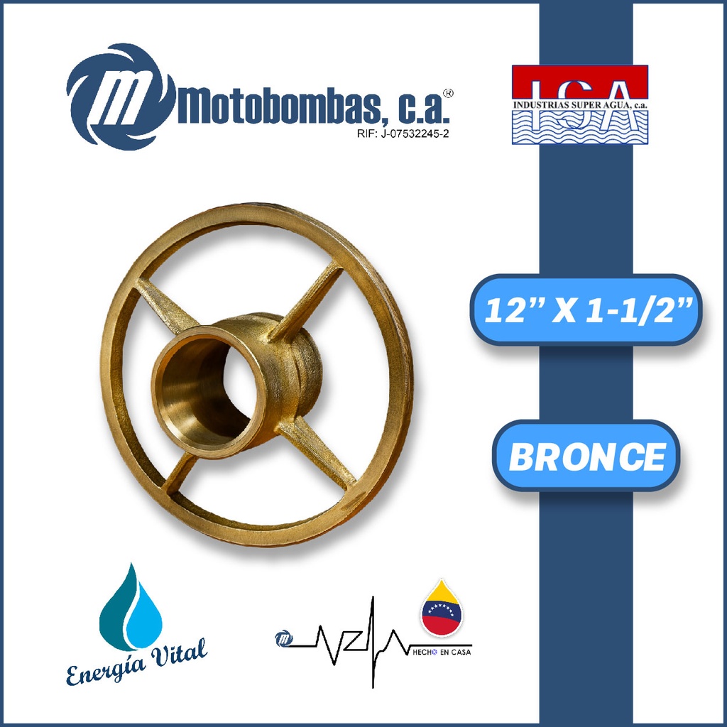 PORTACHUMACERA 12" X 1-1/2" BRONCE