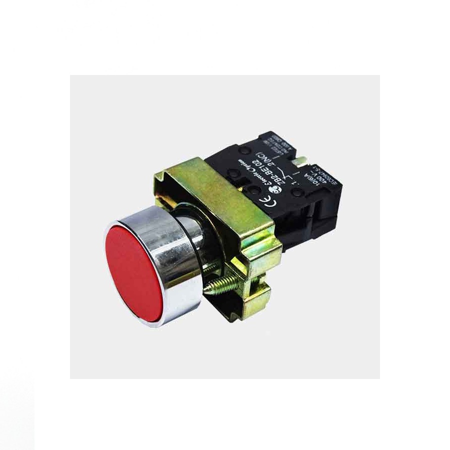 PULSADOR METALICO  COLOR ROJO  1NC  MARCA CHINT  MOD.  NP2-BA42  22MM