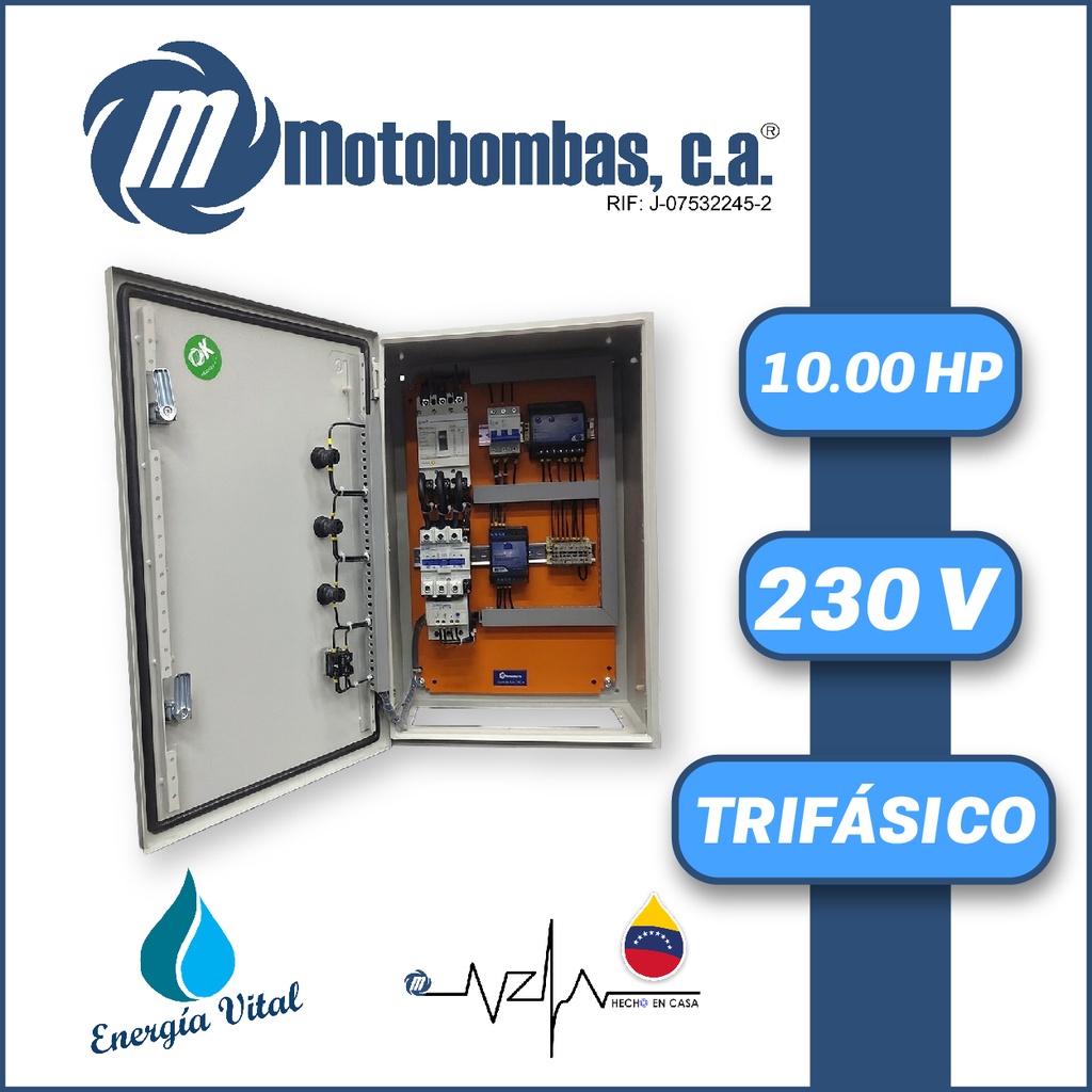 TABLERO DE CONTROL Y POTENCIA TF  P/ MOTOR SUMERGIBLE SERIE MDE MOD. TMDE711300100 10,00HP 3PH/230V DOL