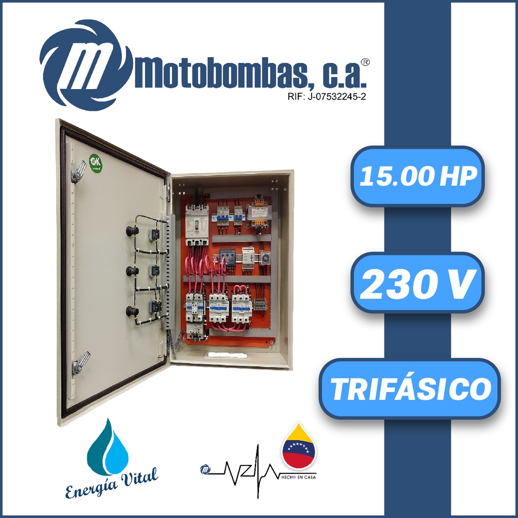 TABLERO DE CONTROL Y POTENCIA TF  P/ MOTOR SUMERGIBLE SERIE MDE MOD. TMDE712300150 15,00HP 3PH/230V ARRANQUE ESTRELLA-TRIANGULO
