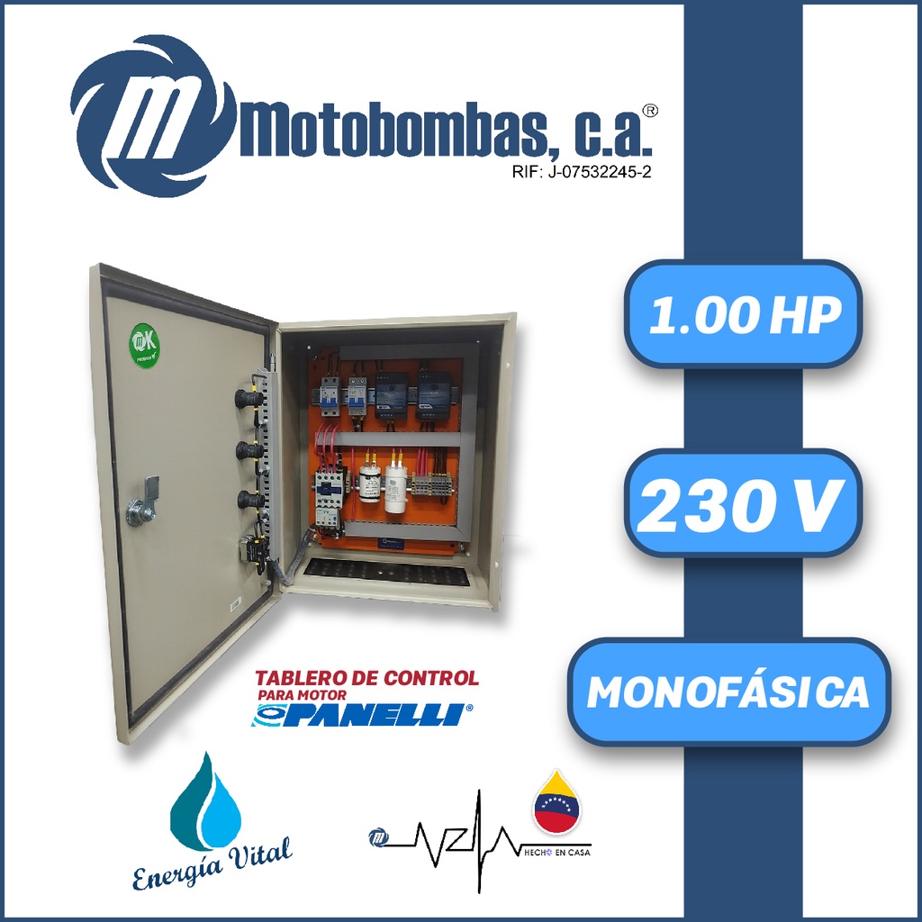 TABLERO DE CONTROL Y POTENCIA P/ MOTOR PANELLI MF SERIE MDE MOD. TMDEPAN010    1,00HP 1PH/230V