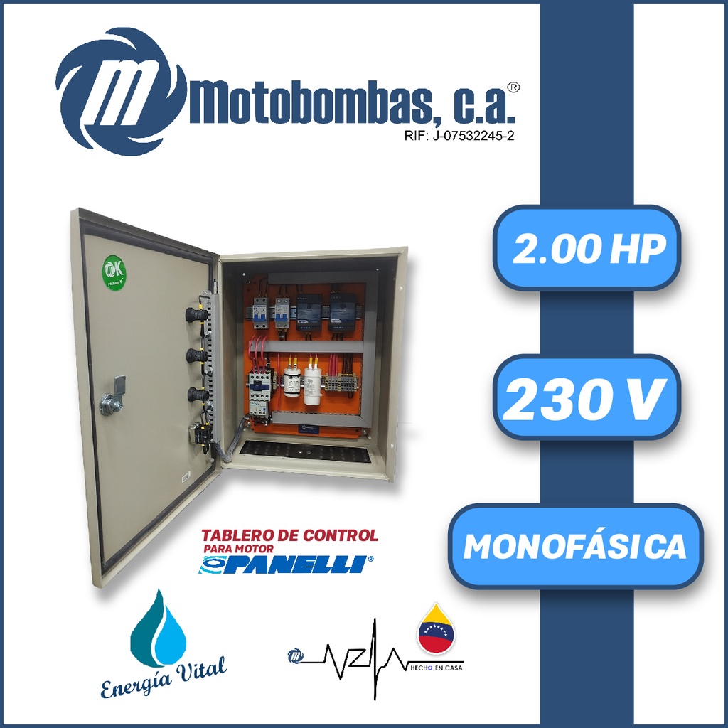 TABLERO DE CONTROL Y POTENCIA P/ MOTOR PANELLI MF SERIE MDE MOD. TMDEPAN020    2,00HP 1PH/230V