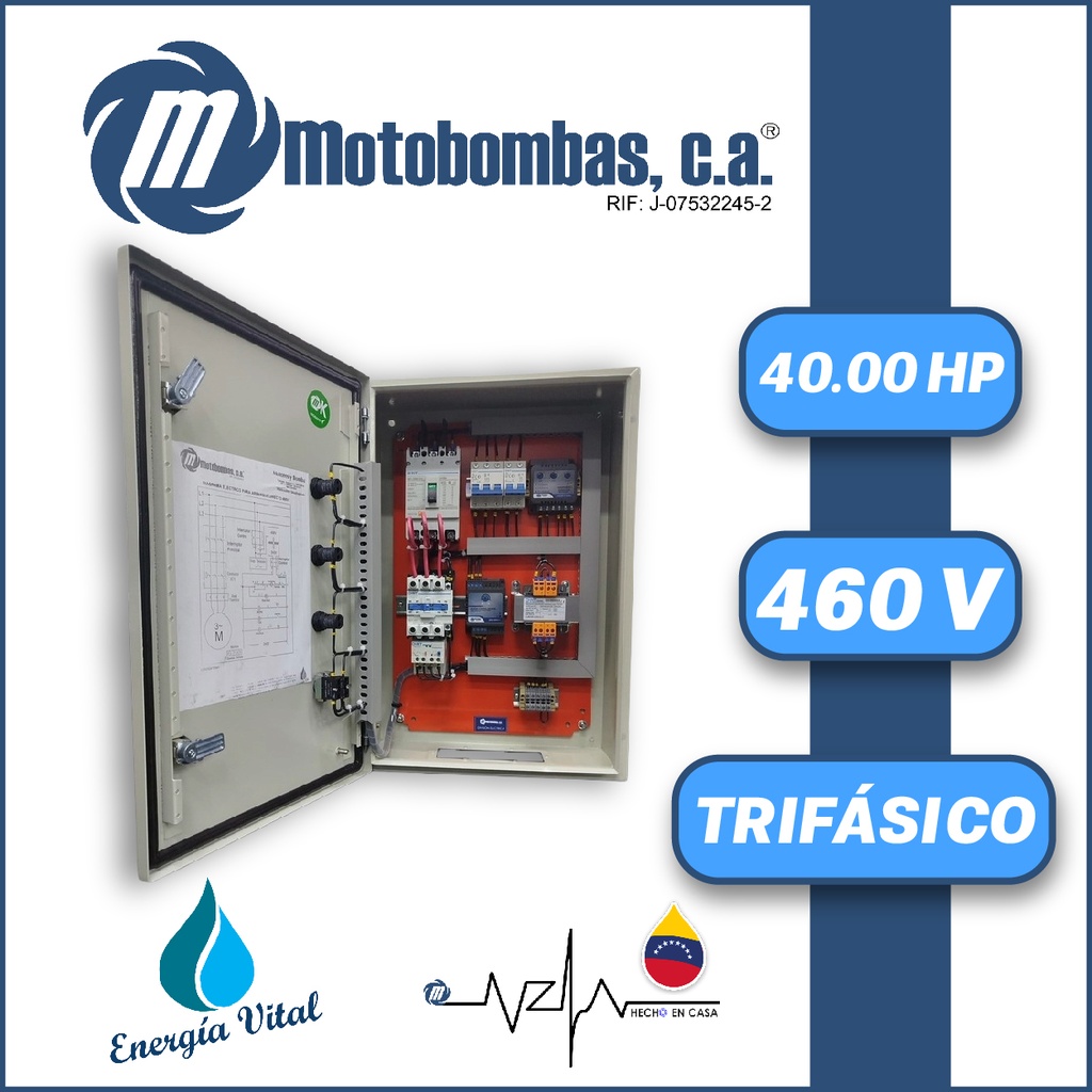 TABLERO DE CONTROL Y POTENCIA TF  P/ MOTOR SUMERGIBLE SERIE MDE MOD. TMDE711400400 40,00HP 3PH/460V DOL