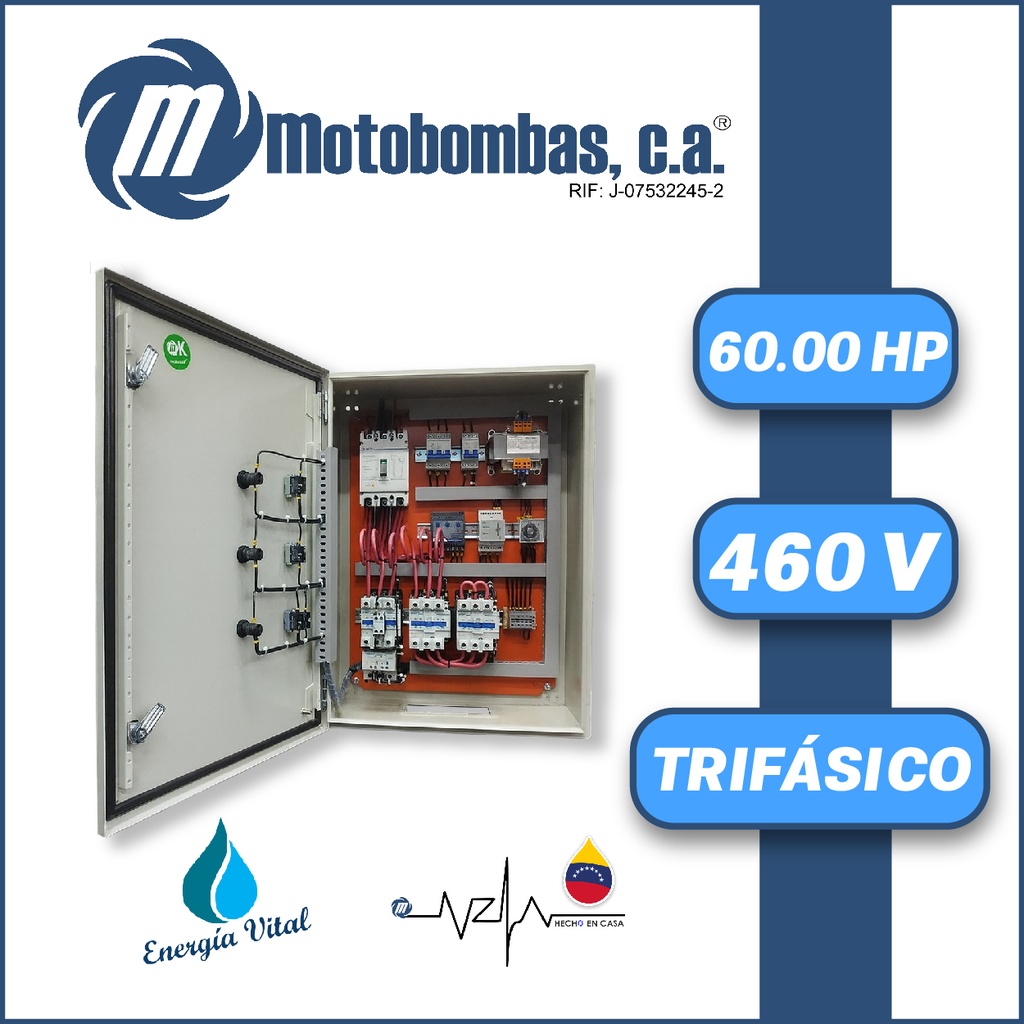 TABLERO DE CONTROL Y POTENCIA TF  P/ MOTOR SUMERGIBLE SERIE MDE MOD. TMDE712400600 60,00HP 3PH/460V ARRANQUE ESTRELLA-TRIANGULO