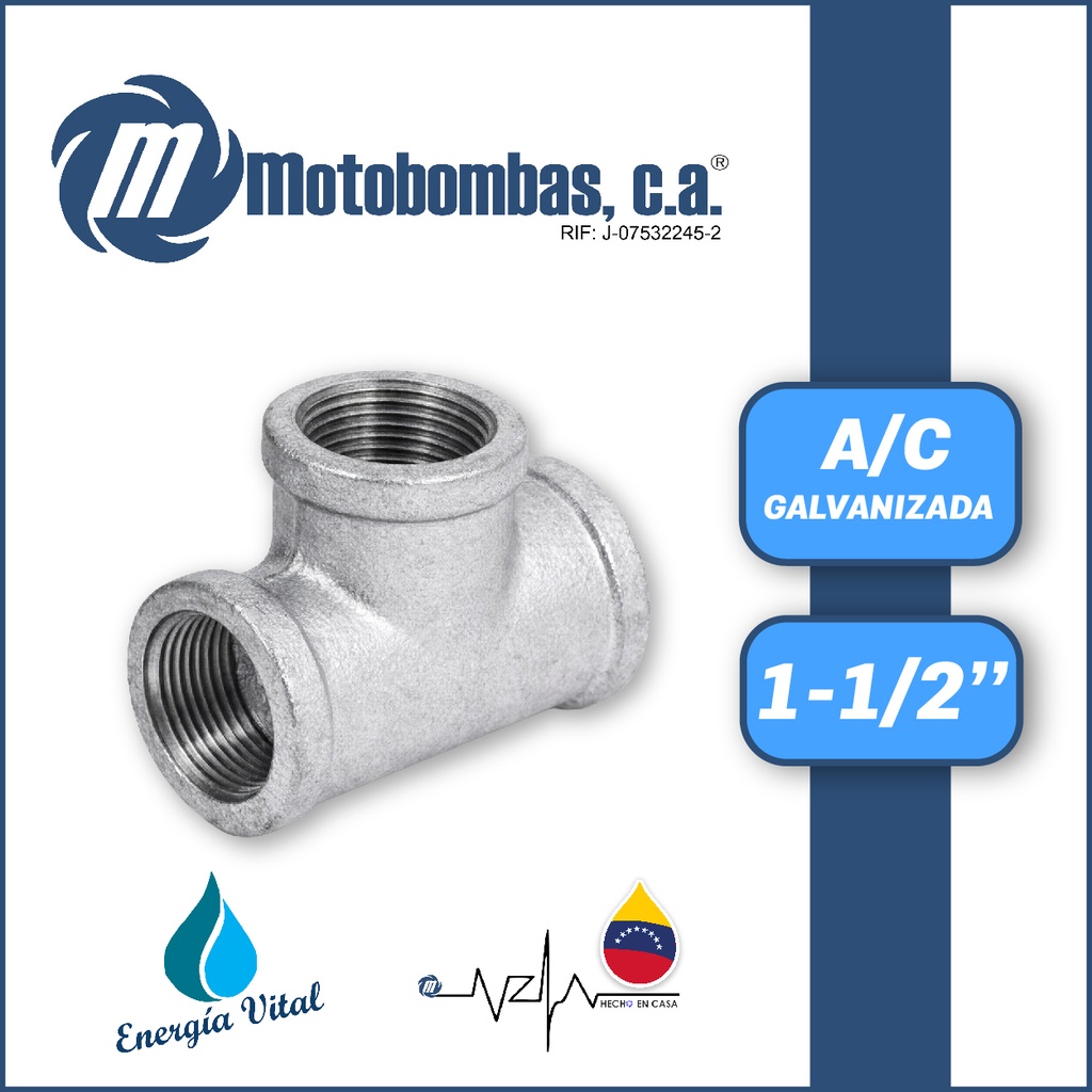 TEE A/C GALVANIZADA SERIE VAR MOD.  1-1/2"