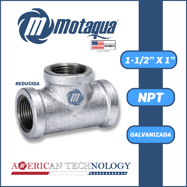 TEE REDUCIDA A/C GALVANIZADA SERIE VAR MOD.  1-1/2" X 1"