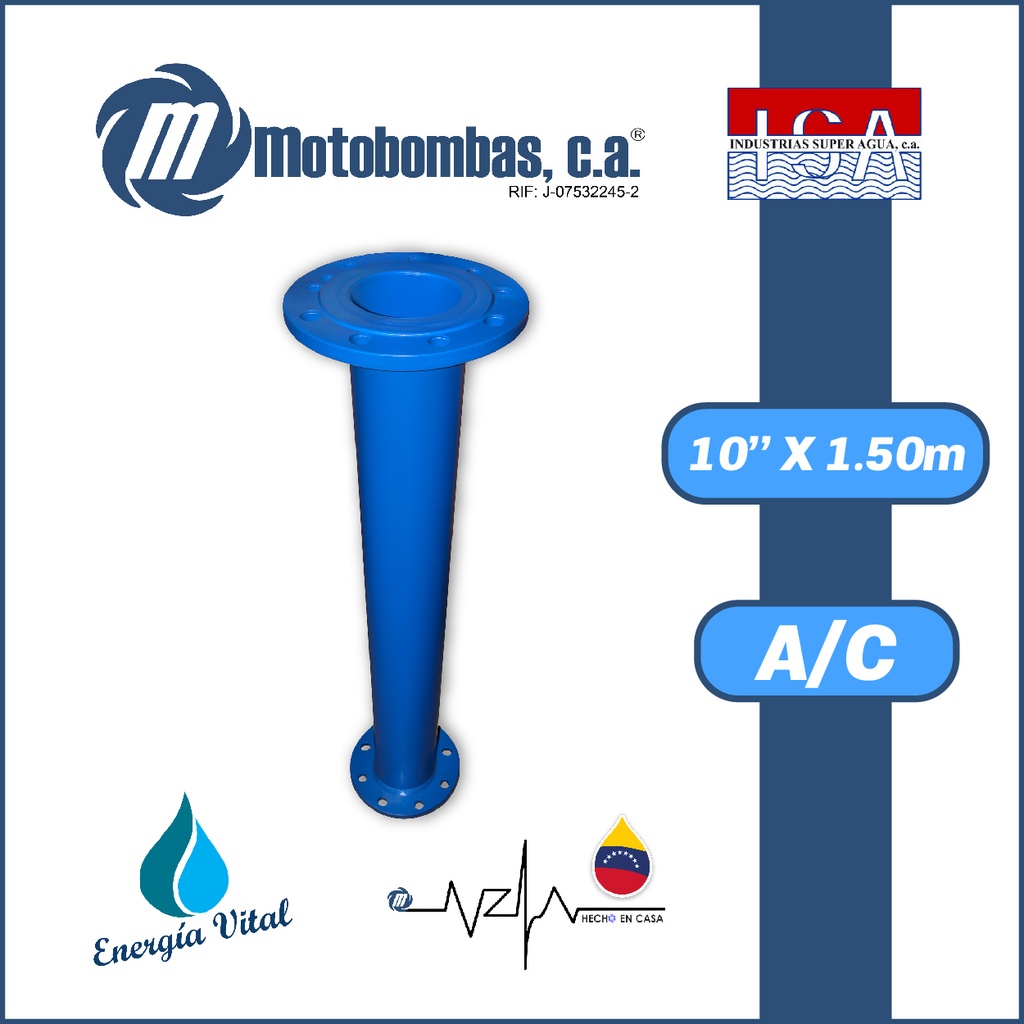 TUBO COLUMNA A/C ASTM A53 SCH40 BRIDADA SERIE ISA MOD. 10" X 1,50MTS