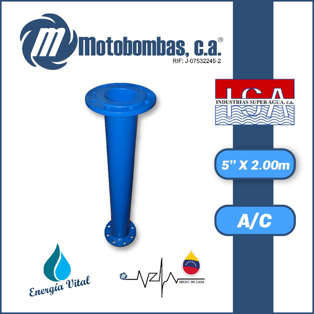 TUBO COLUMNA A/C ASTM A53 SCH40 BRIDADA SERIE ISA MOD.   5" X 2,00MTS
