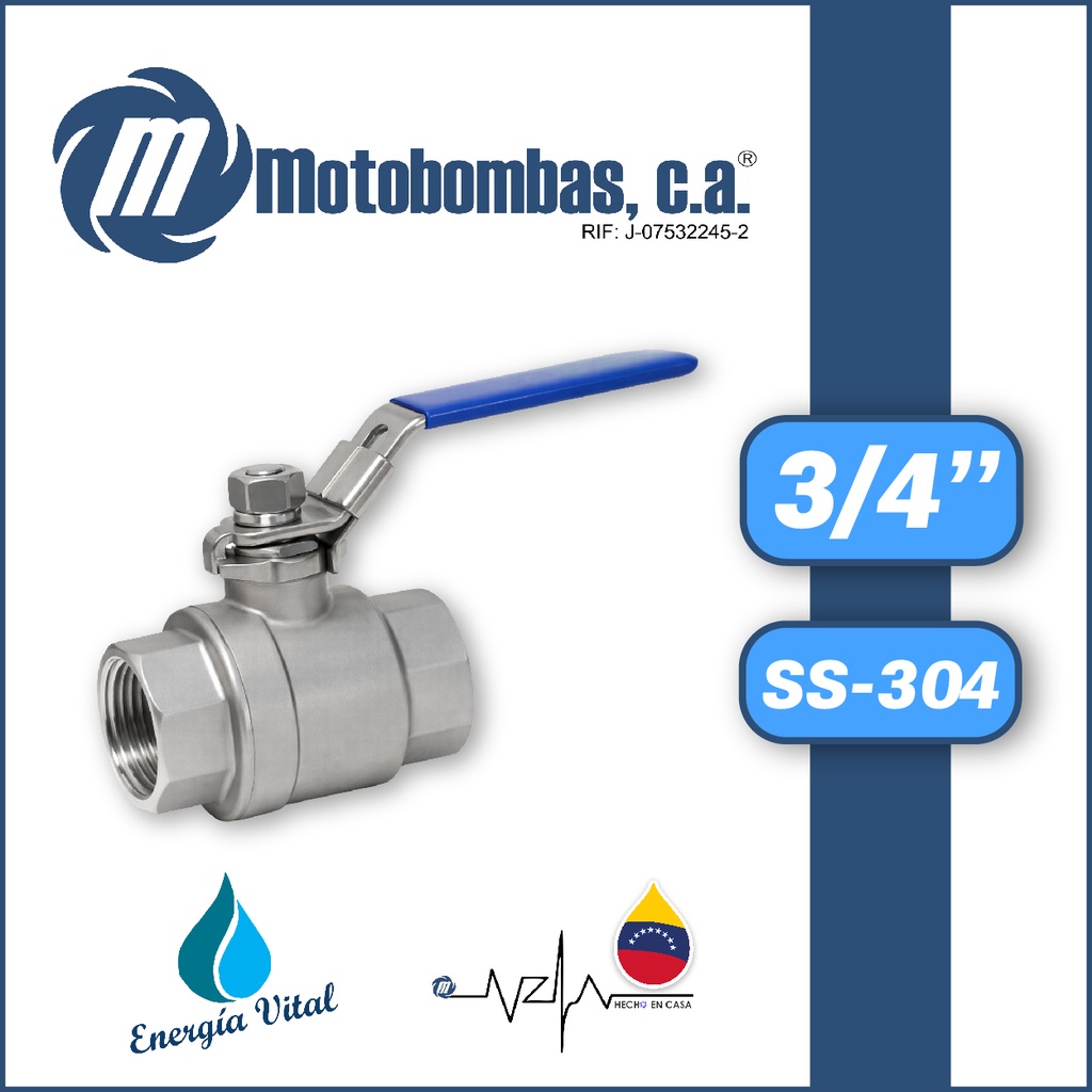 VALVULA DE BOLA          SERIE VAR SS-304 MOD. 3/4"