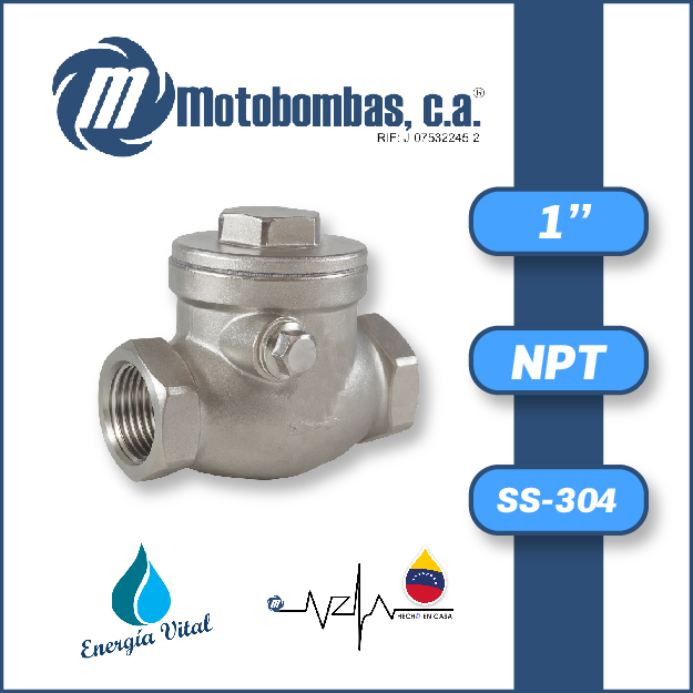 VALVULA      RETENCION HORIZONTAL SERIE VAR SS-304 MOD.  1"