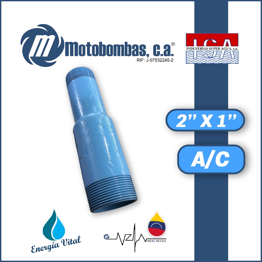 NIPLE REDUCIDO ACERO AL CARBONO 2" X 1"