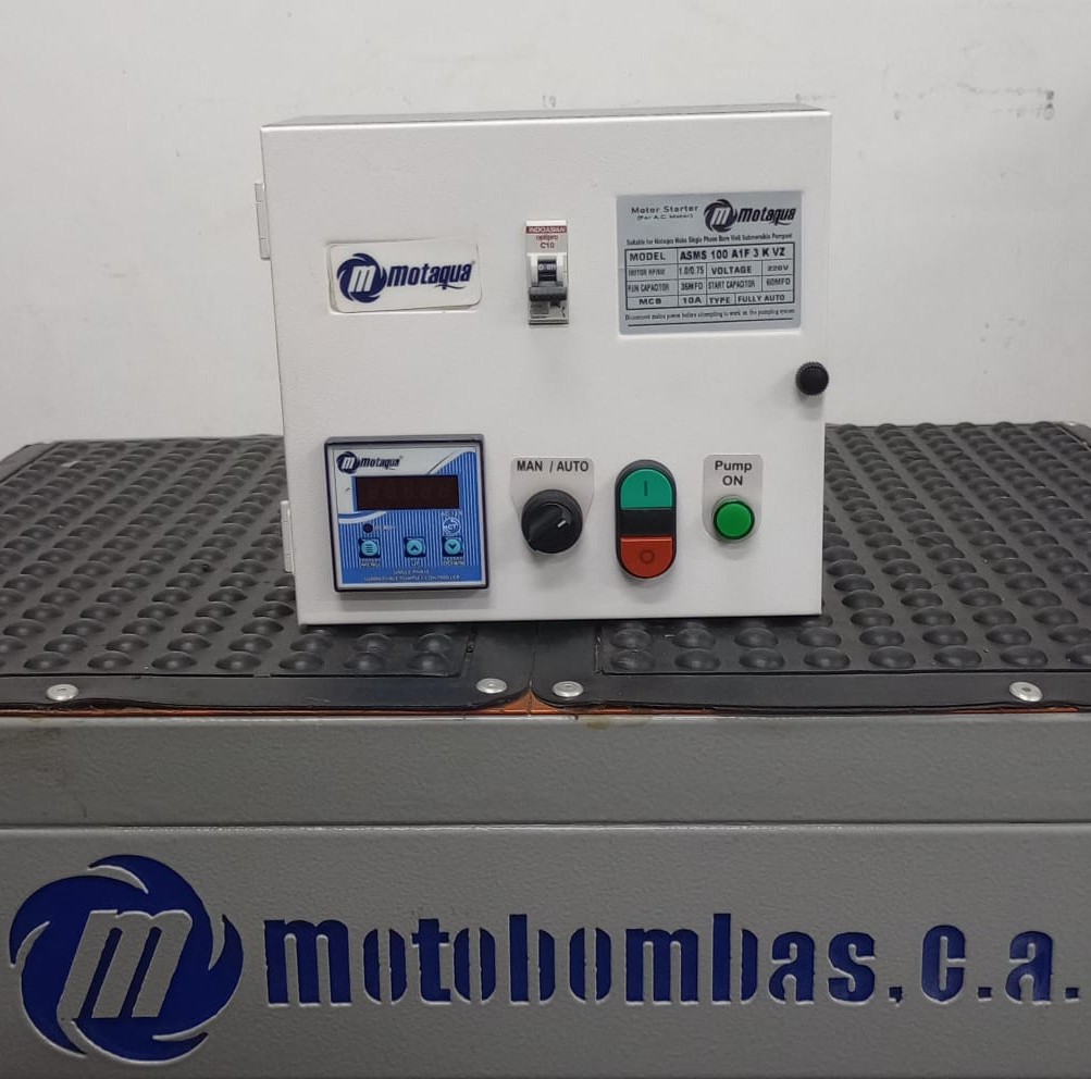 TABLERO DE CONTROL Y POTENCIA INTELIGENTE MOTAQUA MF SERIE MTA MOD. ASMS 100 A1F 3K VZ  1,00HP 1PH/230V (MOTOR 3")