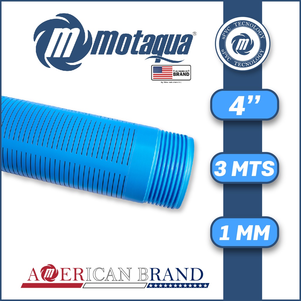TUBO CASING RANURADO LISO uPVC MOTAQUA MKD CM 4,00" X 3 MTS X 1,00 MM