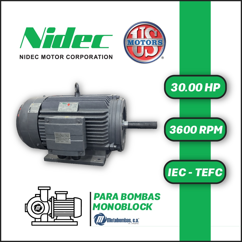 MOTOR HORIZONTAL TF JM2P  30,00HP 3600RPM US MOTORS MNCC22E1M / CCD140S 220-440V 2P 3PH SF 1,15 DOL 160L-34D IEC-IE2 CI