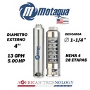 CUERPO SUMERGIBLE MOTAQUA  4"     SERIE MTS MOD. 134TS5028   13GPM   5,00HP 28ET 1-1/4"NPT NEMA4