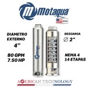 CUERPO SUMERGIBLE MOTAQUA  4" SERIE MTS MOD. 804TS7514   80GPM   7,50HP 14ET 2"NPT NEMA4