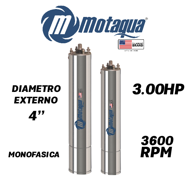 MOTOR SUMERGIBLE MF MOTAQUA  4" SERIE MTS MOD. M4ORSF30F   3,00HP 1PH/230V/60HZ/2P 3600RPM 3W DOL NEMA4 OL-R