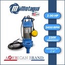 BOMBA SUMERGIBLE AGUAS SERVIDAS MF MOTAQUA SERIE MTS MOD. 2M050SVA20 VORTEX 2,00HP 230V 60HZ 3.450RPM 2"NPT