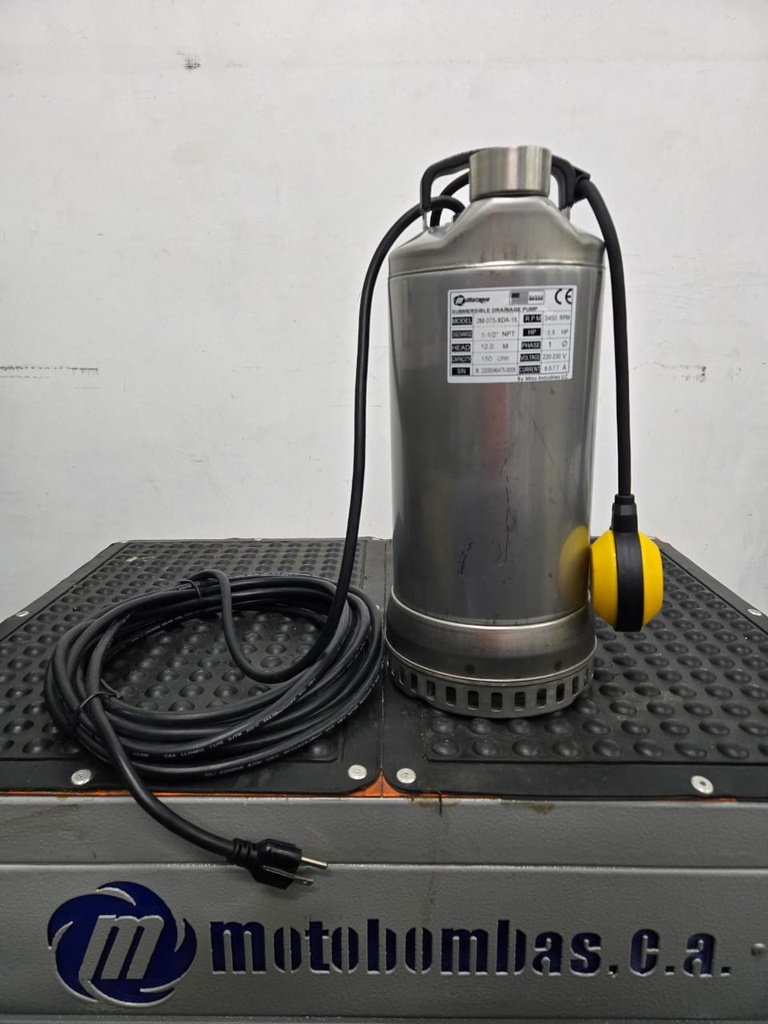 BOMBA SUMERGIBLE AGUAS DRENAJE MF MOTAQUA SERIE MTS MOD. 2M075XDA15  70GPM  1,50HP 230V 60HZ 3.450RPM 1-1/2"NPT