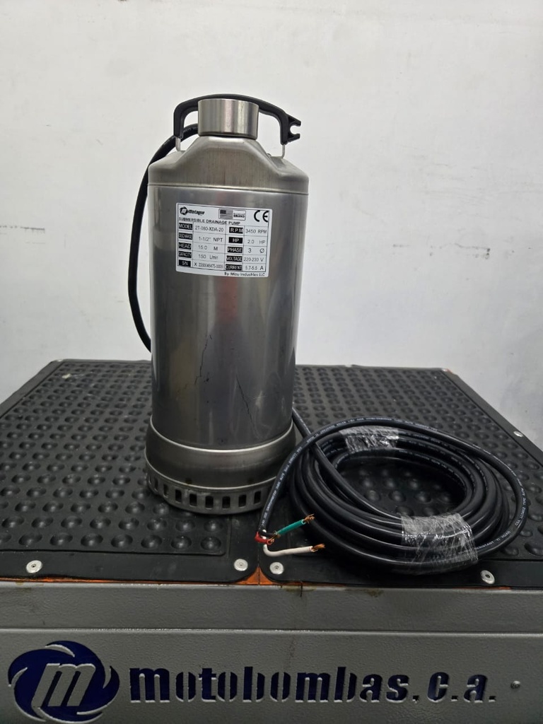 BOMBA SUMERGIBLE  AGUAS DRENAJE TF MOTAQUA SERIE MTS MOD. 2T080XDA20  80GPM  2,00HP 230V 60HZ 3.450RPM 1-1/2"NPT