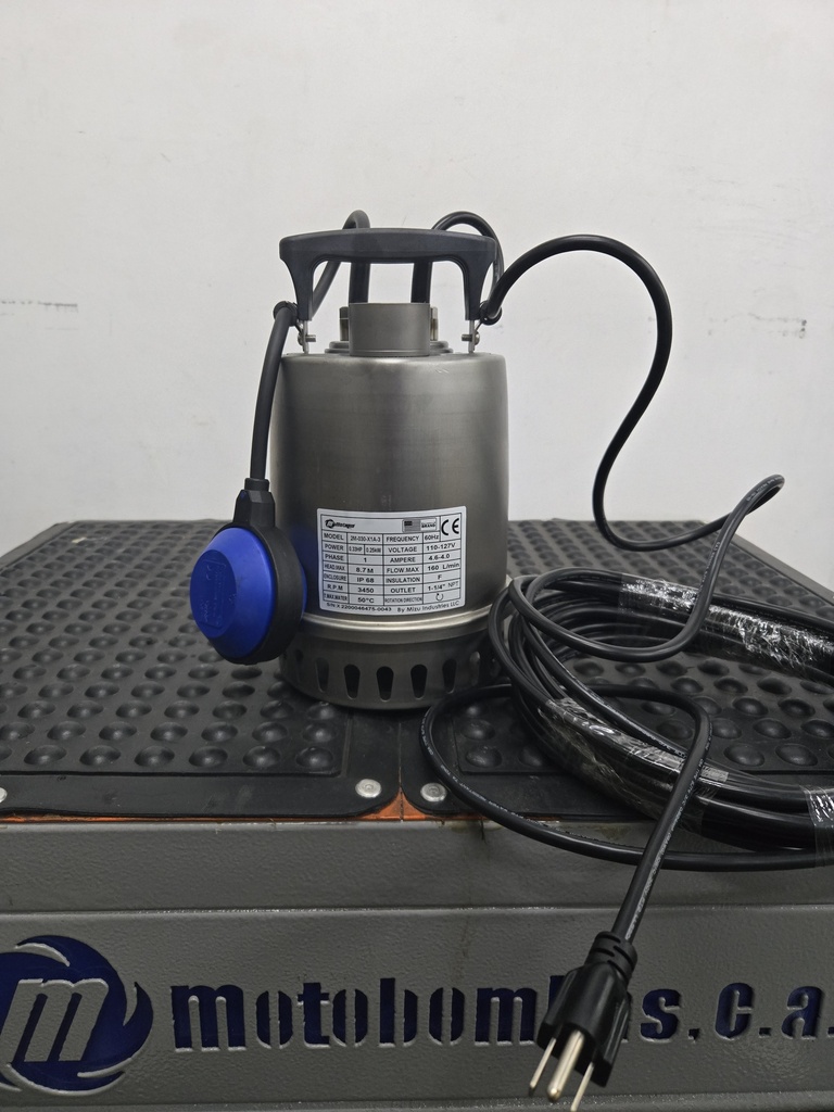 BOMBA SUMERGIBLE AGUAS DRENAJE MF MOTAQUA SERIE MTS MOD. 2M030X1A3  30GPM  0,33HP 115V 60HZ 3.450RPM 1-1/4"NPT