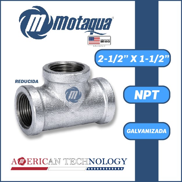 TEE REDUCIDA A/C GALVANIZADA SERIE VAR MOD.  2-1/2" X 1-1/2"