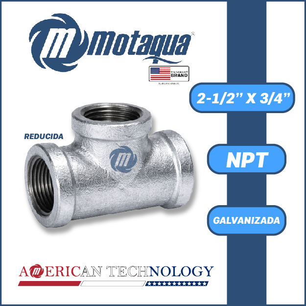 TEE REDUCIDA A/C GALVANIZADA SERIE VAR MOD.  2-1/2" X   3/4"