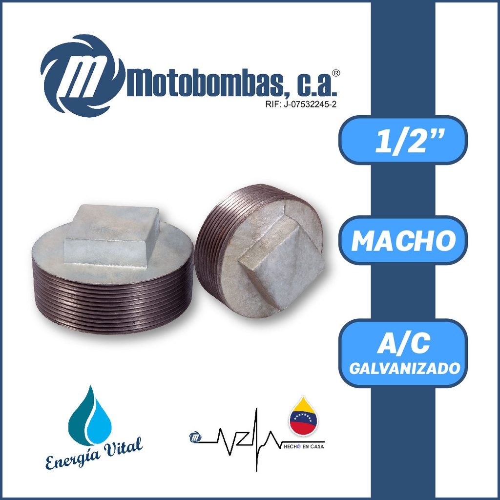 TAPON A/C GALVANIZADO ROSCADO SERIE VAR MOD. M 1/2" 