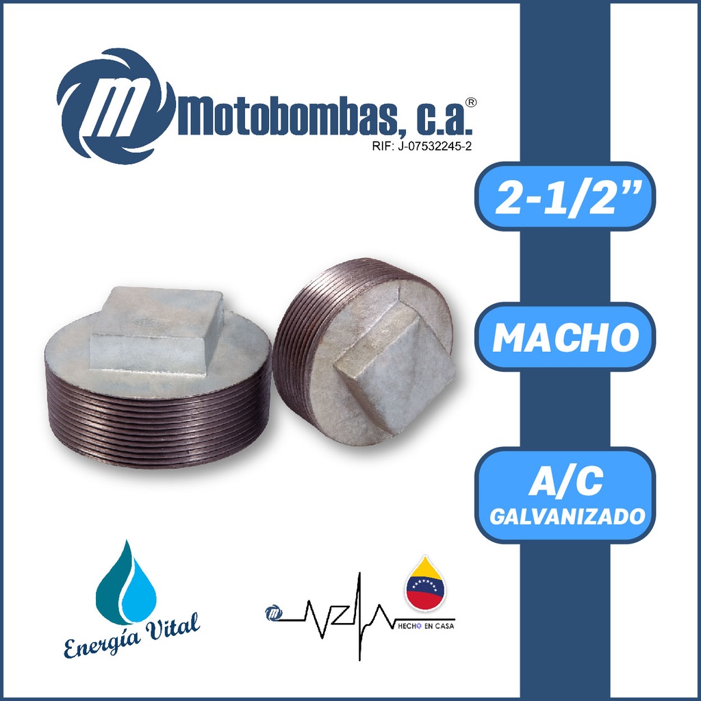 TAPON A/C GALVANIZADO ROSCADO SERIE VAR MOD. M 2-1/2" 