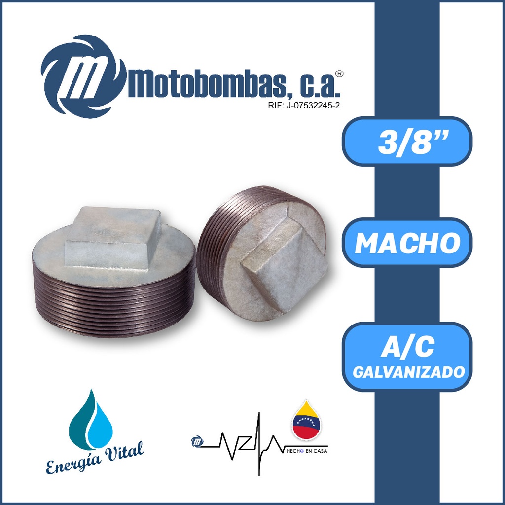 TAPON A/C GALVANIZADO ROSCADO SERIE VAR MOD. M 3/8" 