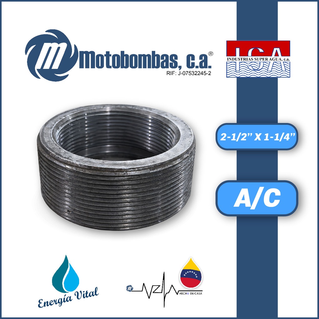 REDUCCION A/C ROSCADA SERIE ISA MOD. BUSHING  2-1/2" X 1-1/4"