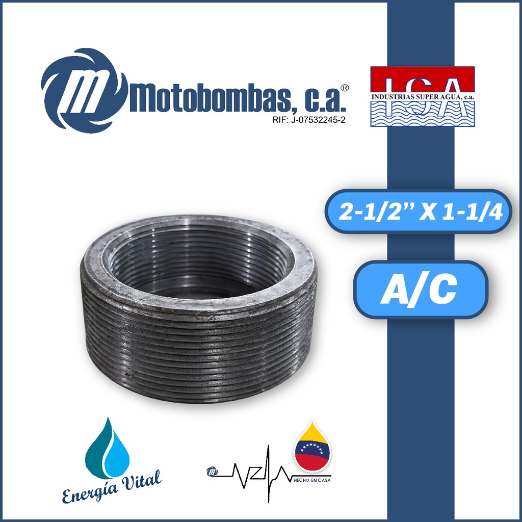 REDUCCION A/C ROSCADA SERIE ISA MOD. BUSHING  2-1/2" X 1-1/4"