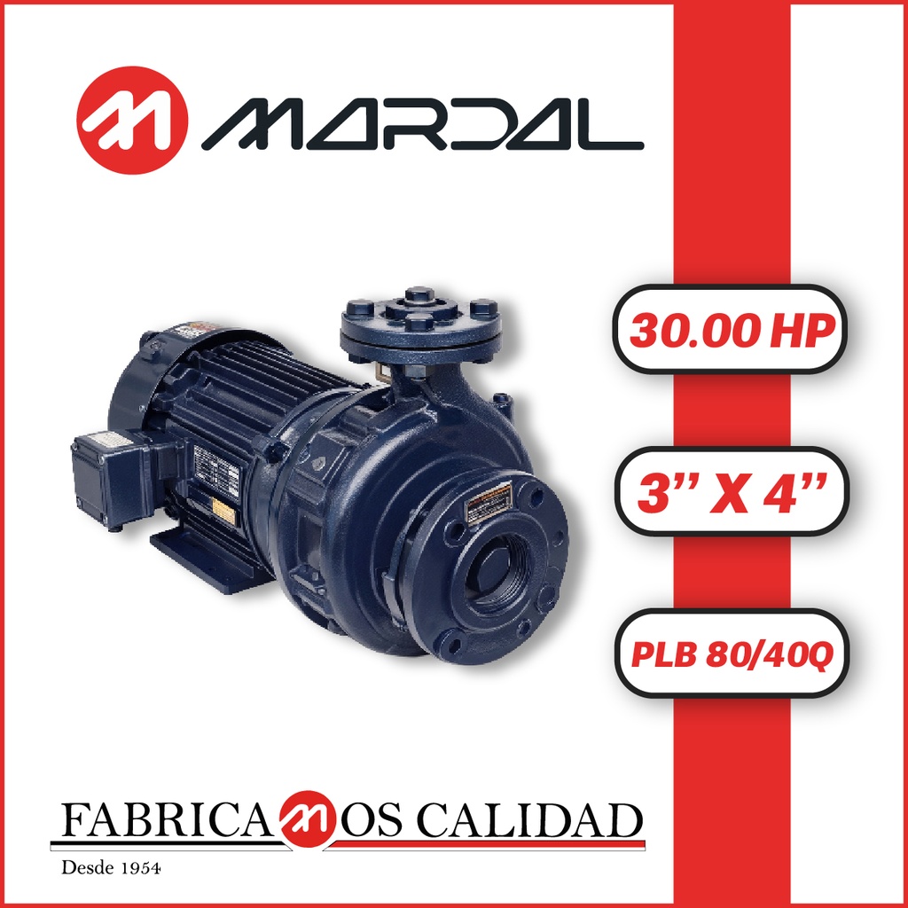 BOMBA MONOBLOCK  TF MARDAL PLB 80/40Q 3" X 4" 30,00HP 3PH/2P/220-440V/60HZ 3600RPM BRIDA DIN