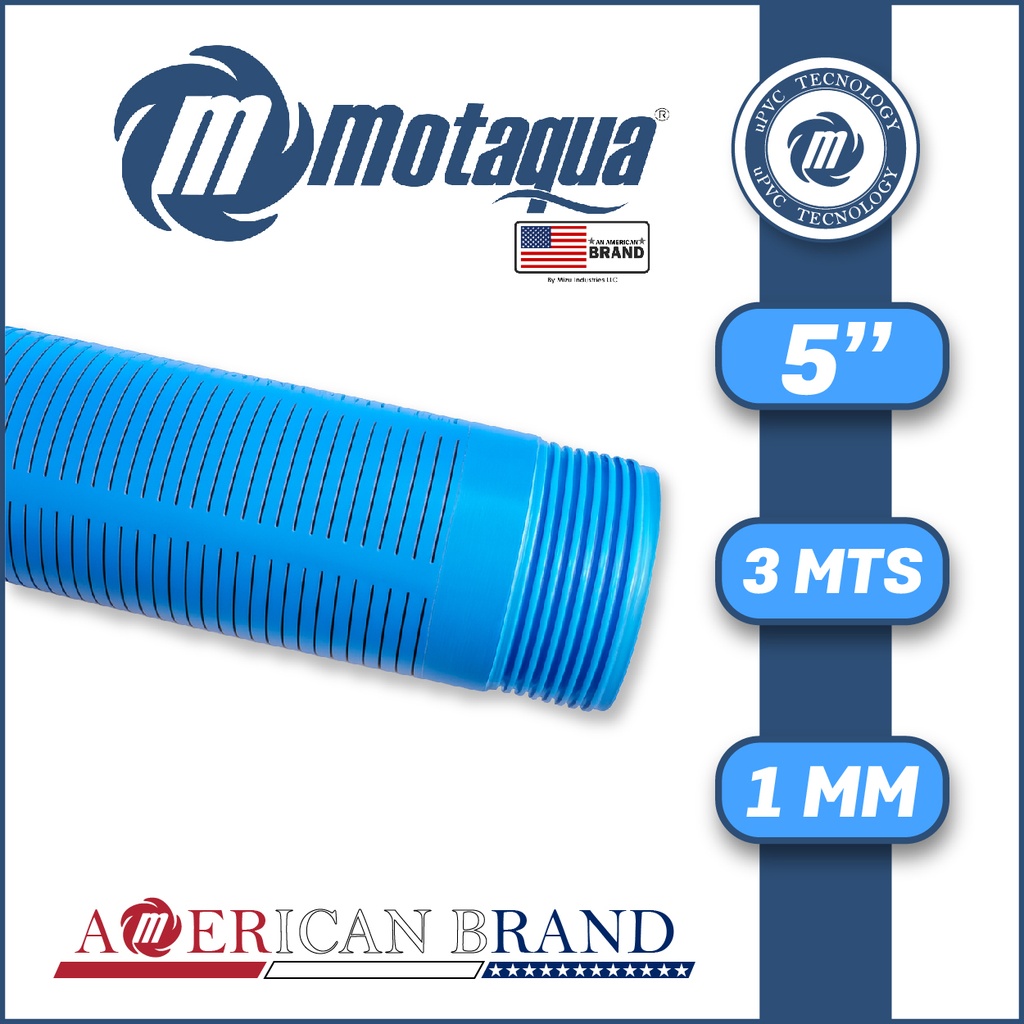 TUBO CASING RANURADO LISO uPVC MOTAQUA MSM CM 5,00" X 3 MTS X 1,00 MM