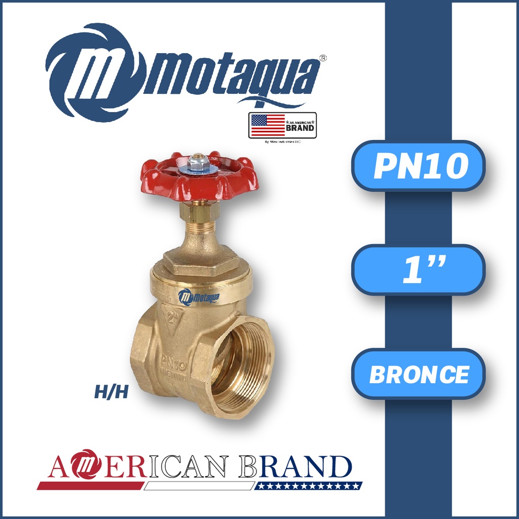 VALVULA COMPUERTA       VASTAGO FIJO MOTAQUA SERIE MFD PN10 ROSCADA H/H STD BRONCE A MOD. 1"