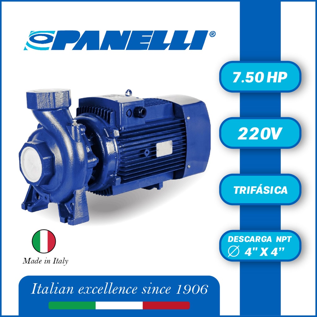 BOMBA MONOBLOCK  PANELLI PSCT 625 B 7,50HP/220V/3PH/60HZ 4" X 4" NPT