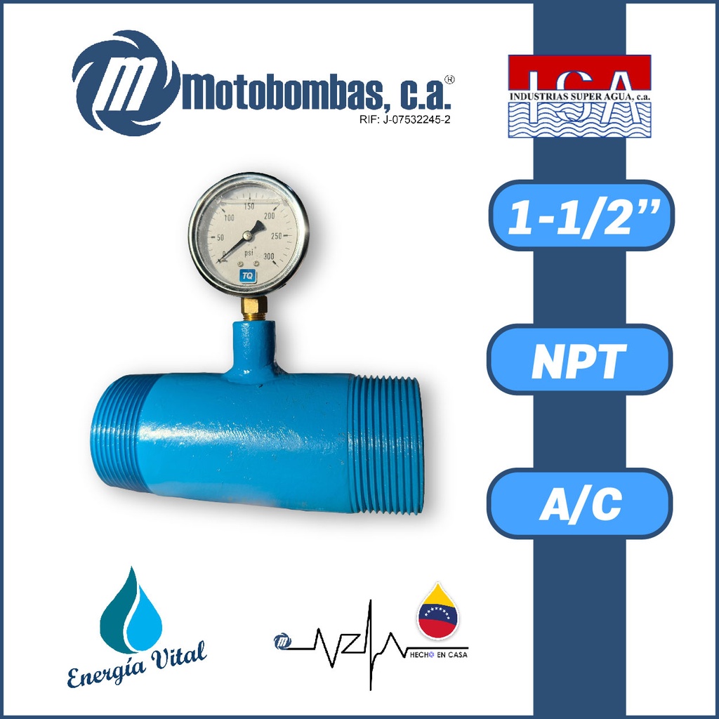 NIPLE CORTO P/MANOMETRO A/C ASTM A53 SCH 40 CONEXION 1/4" SERIE ISA MOD.  1-1/2"